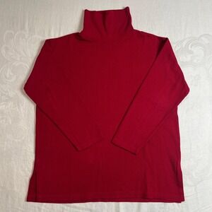 Jones New York Turtleneck Sweater Large Red Ribbed Long Sleeve